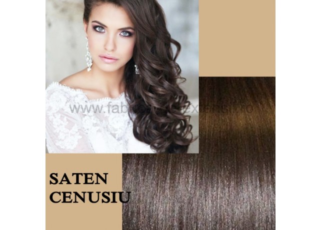 Extensii La Metru Saten Natural Cenusiu