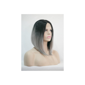 Peruca din par natural short ombre, Saten foarte inchis/blond grey Peruca din par natural short ombre, Saten foarte inchis/blond grey