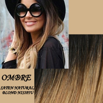 Mese de Volum cu Cordeluta Deluxe Ombre Saten Natural / Blond Nisipiu