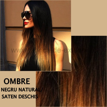 Mese de Volum cu Cordeluta Deluxe Ombre Negru Natural / Saten Deschis