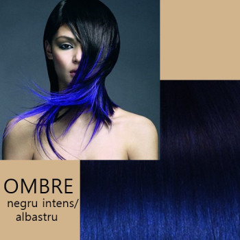 Mese de Volum cu Cordeluta Deluxe Ombre Negru Intens / Albastru