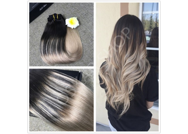 Clip-On Black Collection Balayage #1B Light Grey