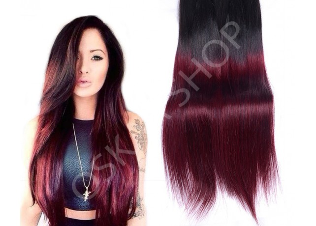 Clip-On Black Collection Ombre #1B Burgundy Clip-On Black Collection Ombre #1B Burgundy