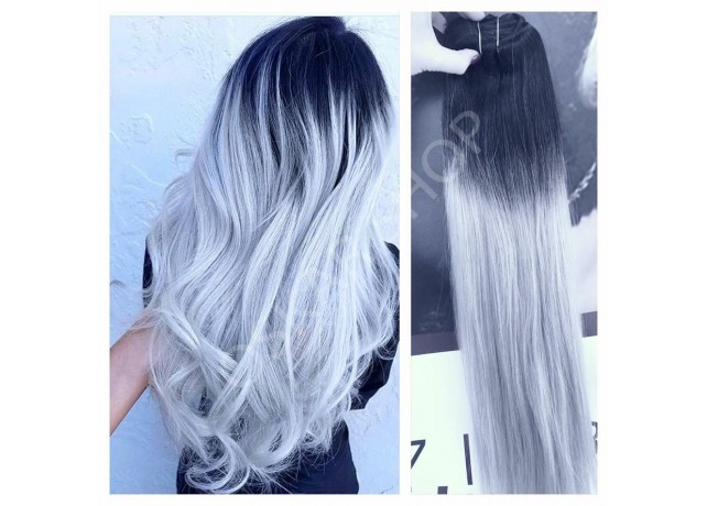 Clip-On Black Collection Ombre #1B Silver Clip-On Black Collection Ombre #1B Silver