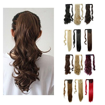 Coada cu Scai Sintetica Castaniu Ondulat