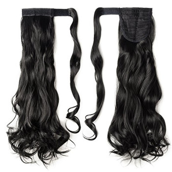 Coada cu Scai Sintetica Negru Intens Ondulat