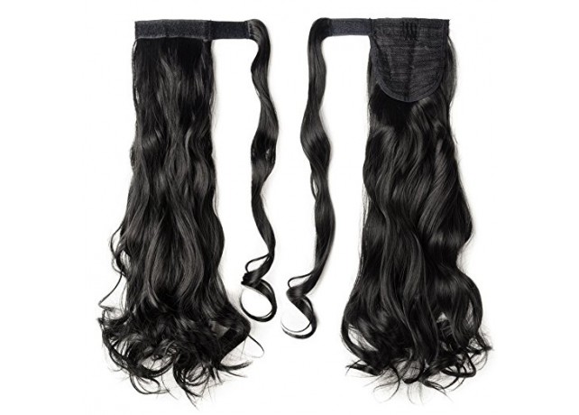 Coada cu Scai Sintetica Negru Intens Ondulat