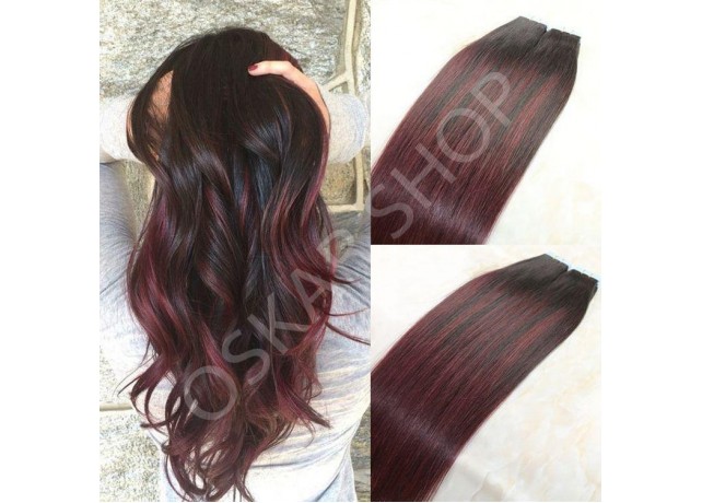 Extensii Tape IN White Platinum #1B Burgundy