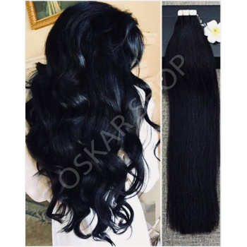 Extensii Tape IN White Platinum Negru Albastrui