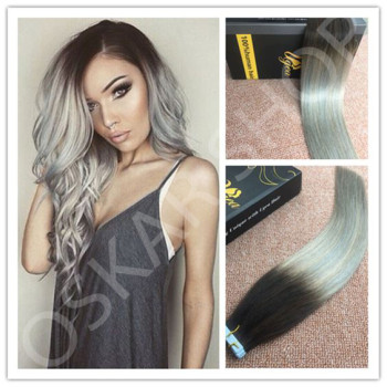 Extensii Tape IN White Platinum Ombre 1B Grey