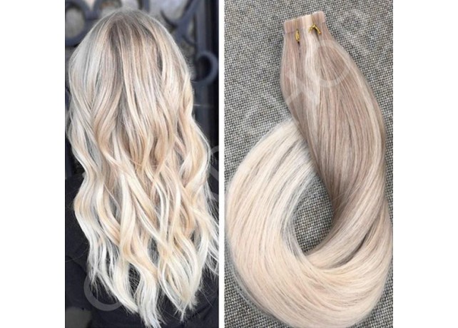 Extensii Tape IN White Platinum Ombre #18 #60